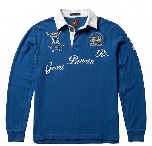 La Martina Langarm Polo Blau L