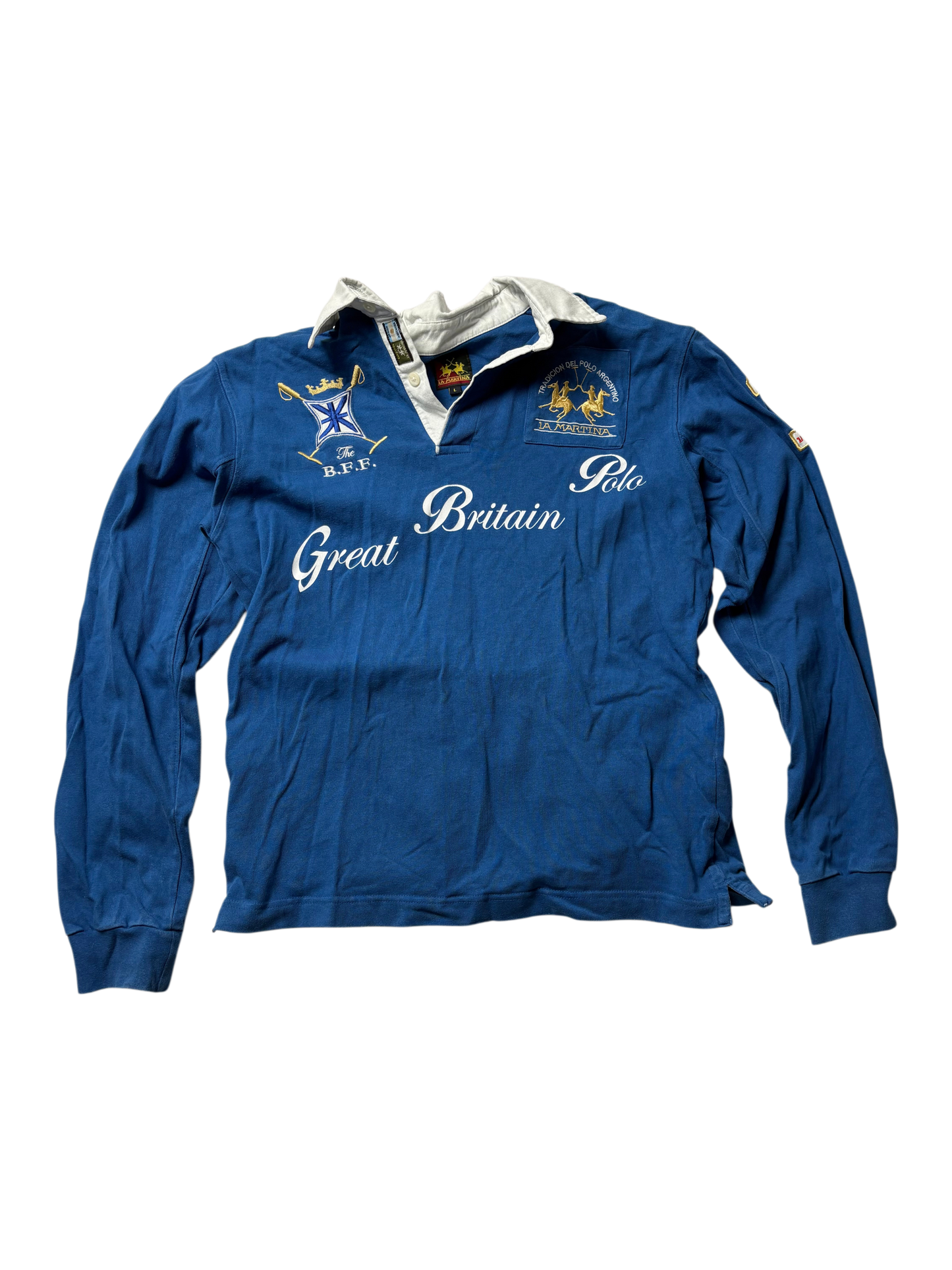La Martina Langarm Polo Blau L